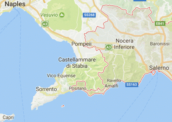Map of Salerno, Amalfi Coast, Sorrento Peninsula Amalfi Coast and Sorrento map