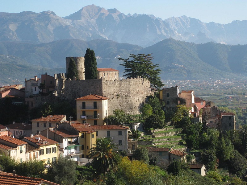 Ameglia Castle with the background of Apuan Alps Ameglia Castle with the background of Apuan Alps