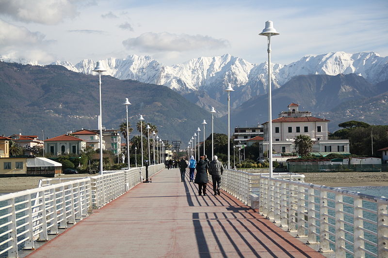 View of Apuan Alps mountains from the sea View of Apuan Alps mountain peaks from the sea