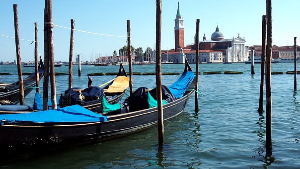 Gondolas on St Marks Basin in Venice Gondolas on St Marks Basin in Venice