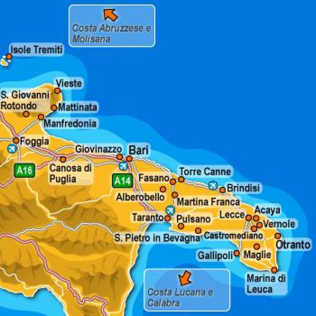 tourist map of puglia italy