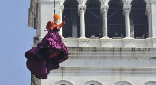 Venice Carnival Flight of the Angel from Saint Mark's Bell Tower Venice Carnival Flight of the Angel from Saint Mark's Bell Tower