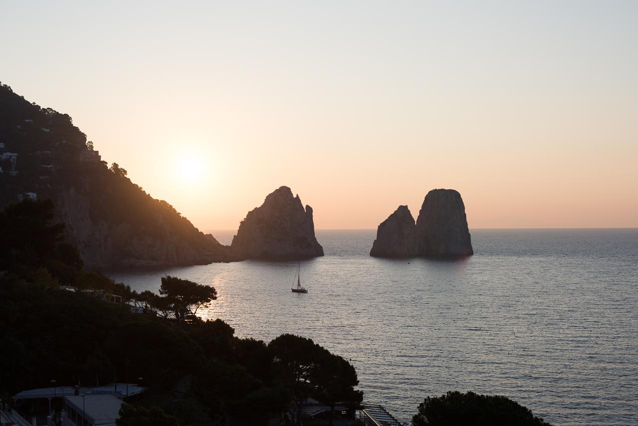 Hotel Weber Ambassador in Capri - the view of the Faraglioni from the Hotel Weber Ambassador at dusk